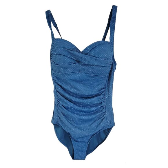 Nip Tuck Other - Nip Tuck Swim Womens Navy One Piece Swimsuit Ruched Side Multifit Cup Size 8 NWT